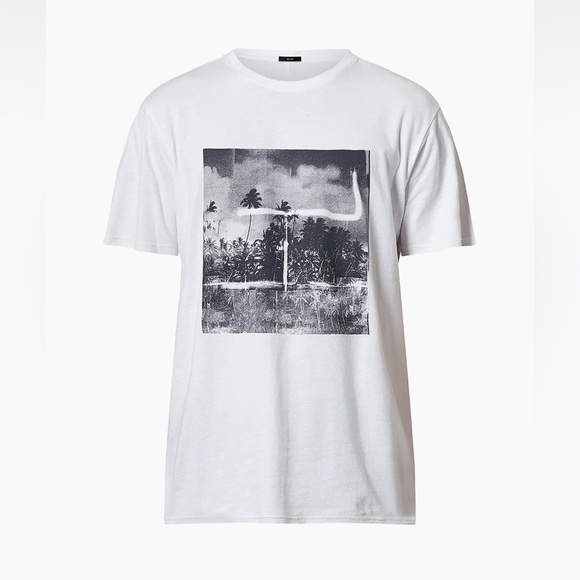 Neuw Other - Neuw Palm Tree Art Graphic Linen-Blend T-Shirt- Medium